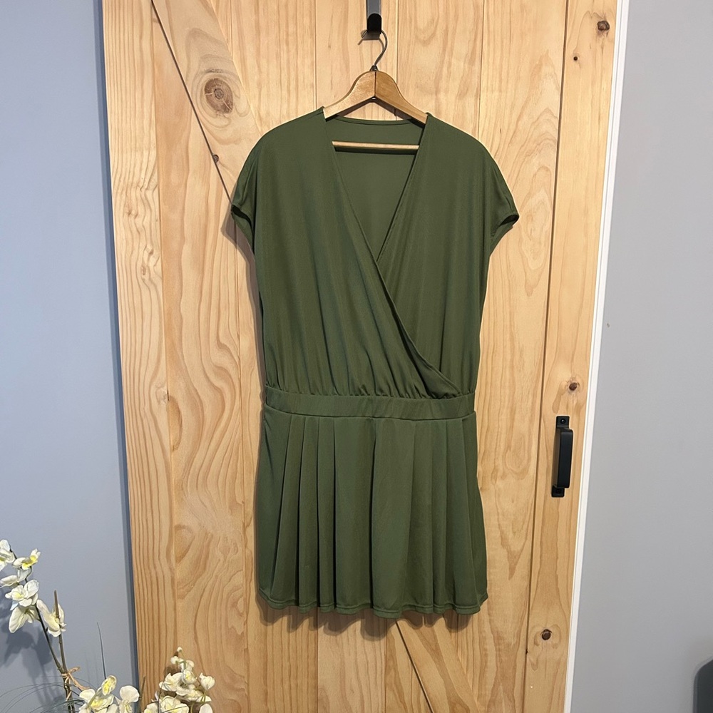 HALARA Sage Green waffle knit romper